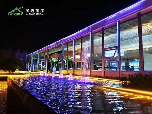 灵通篷房为河南商丘售楼处搭建绿色临时售楼中心 灵通篷房为河南商丘售楼处搭建绿色临时售楼中心